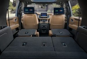 The interior of a 2023 Chevrolet Suburban parked near Anderson, IN