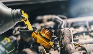 An oil change being performed near Anderson, Indiana