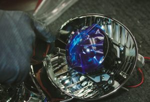 A headlight being repaired near Anderson, Indiana.