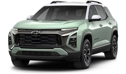 A sage green Chevrolet Equinox with a black roof
