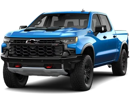 A blue Chevrolet Silverado ZR2 pickup