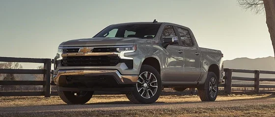 Driver's view of the 2026 Chevrolet Silverado Crew Cab 2FL dash and steering wheel