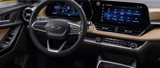 Interior of the 2027 Chevrolet Equinox LT with the dash and center touchscreen