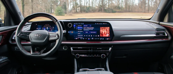 Interior of the 2026 Chevrolet Traverse LT with the 17.7-inch touchscreen